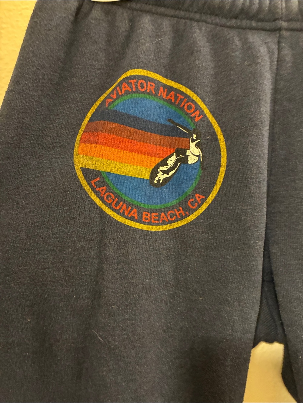 Aviator Nation Navy Joggers with Rainbow Logo - Picture 4 of 7